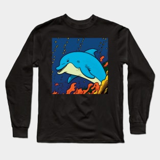 Smiling Underwater Dolphin Long Sleeve T-Shirt